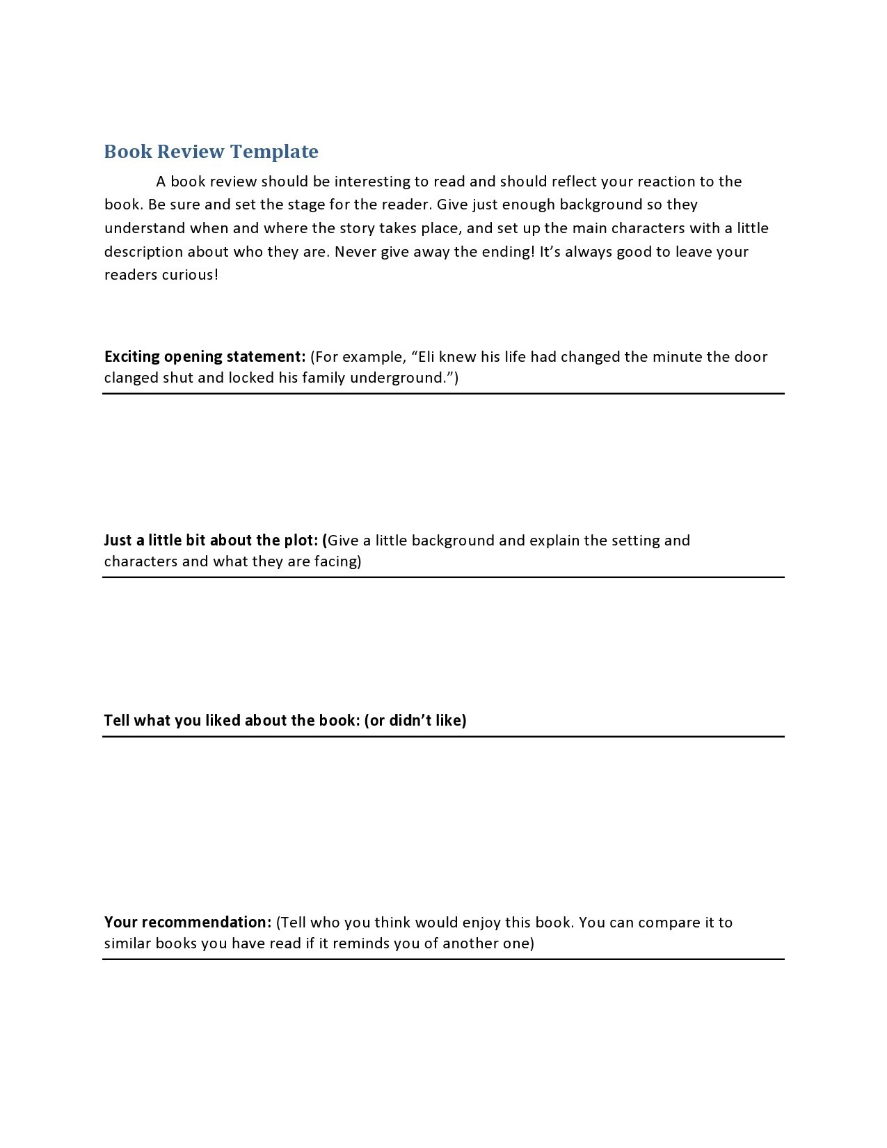Free book review template 18