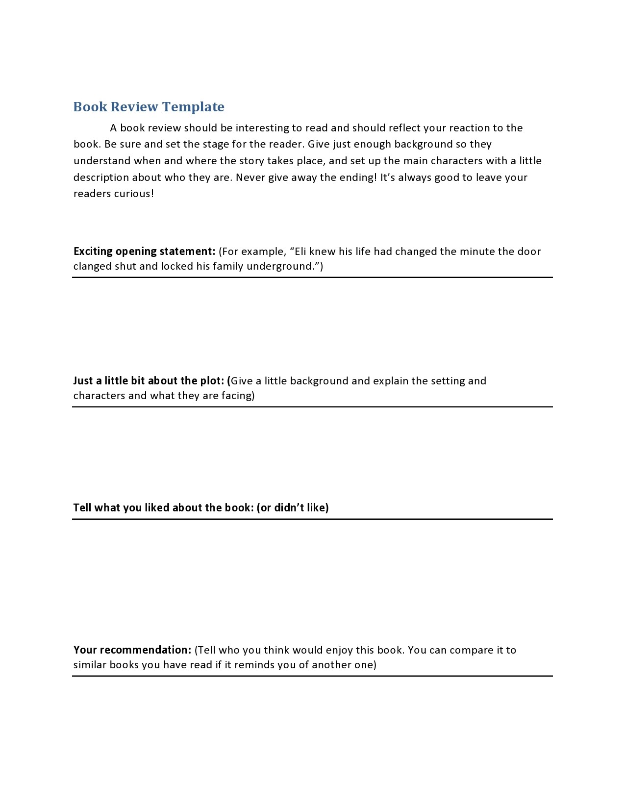Free book review template 23