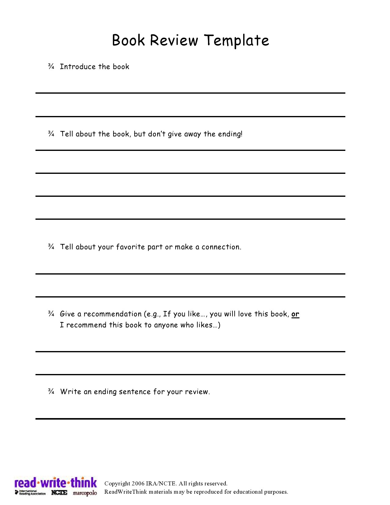 book review template high school pdf