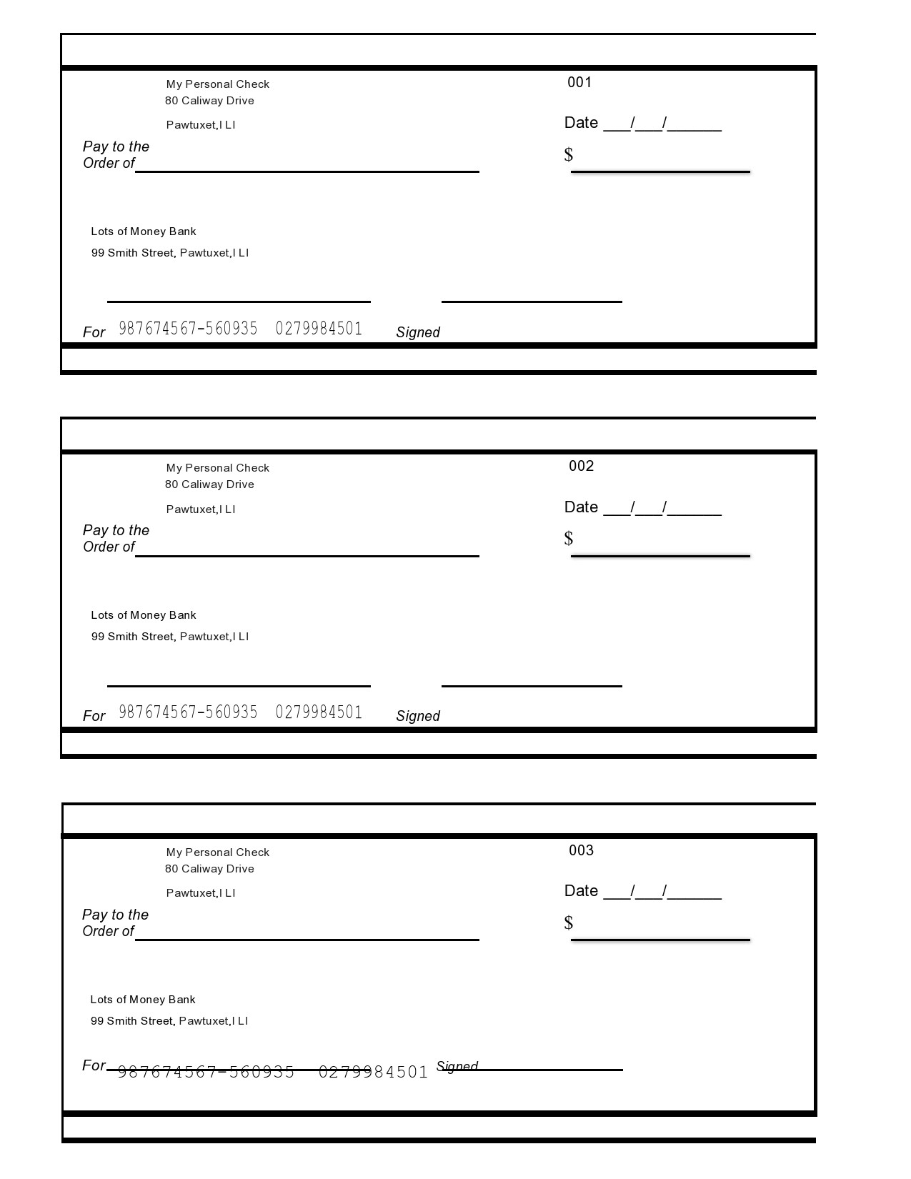 blank business check template