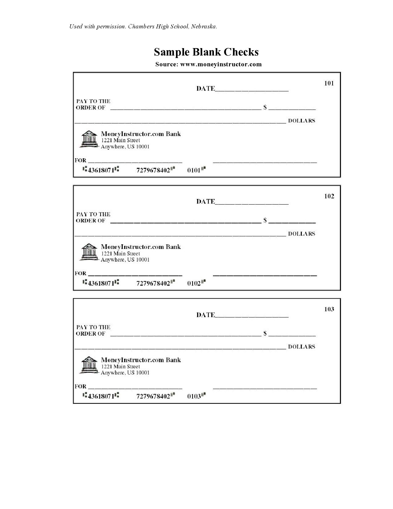 blank business check template