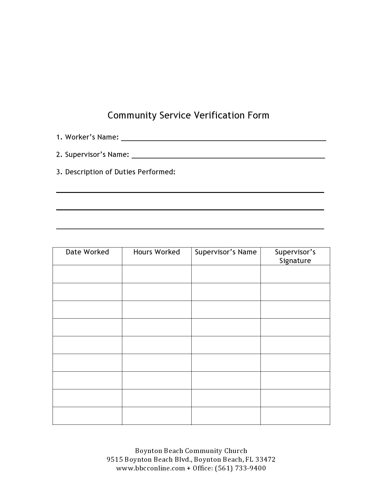 44 Printable Community Service Forms (MS Word) ᐅ TemplateLab