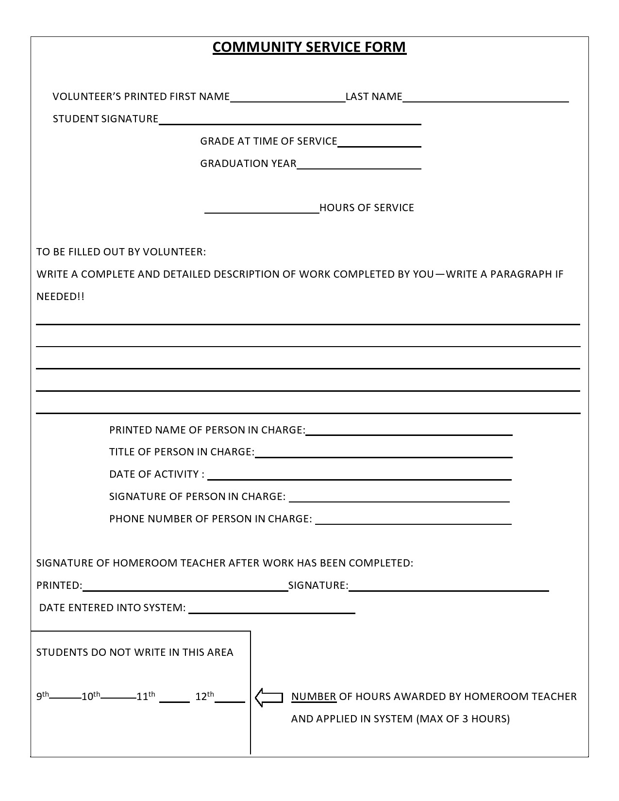 44 Printable Community Service Forms (MS Word) ᐅ TemplateLab