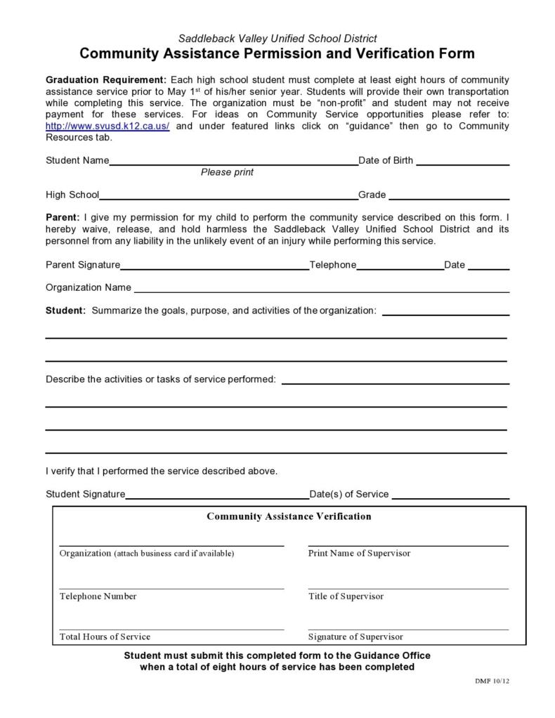 44 Printable Community Service Forms (MS Word) ᐅ TemplateLab