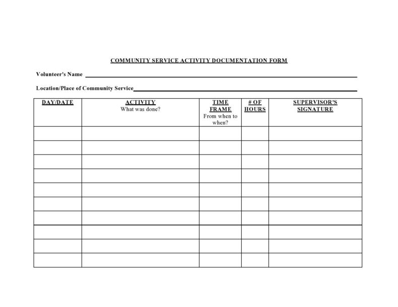 44 Printable Community Service Forms (MS Word) ᐅ TemplateLab