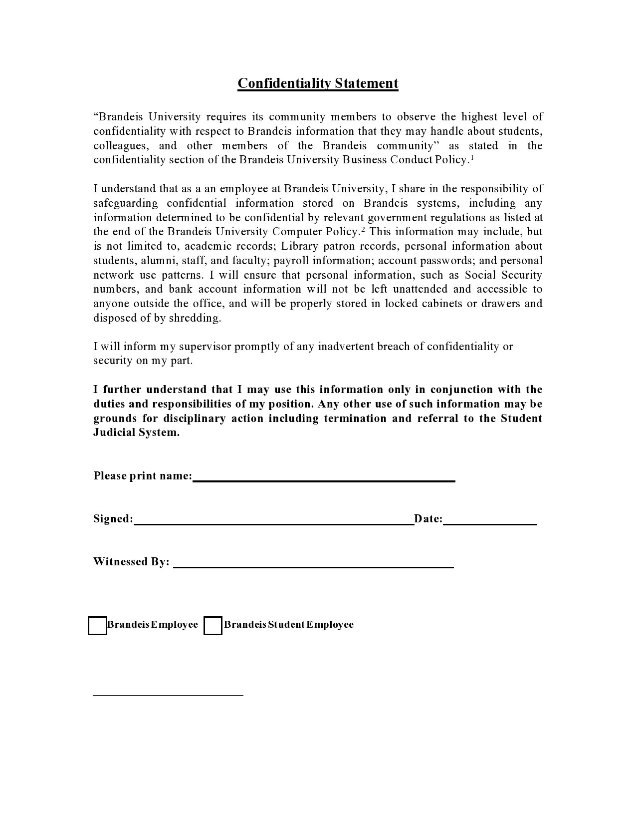 Free confidentiality statement 08