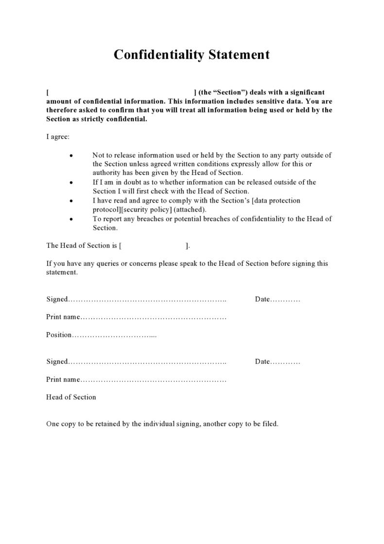 24-simple-confidentiality-statement-agreement-templates