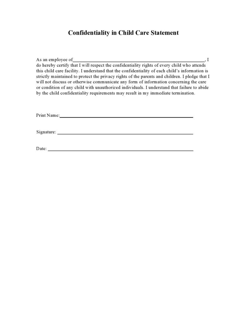 statement of confidentiality business plan example