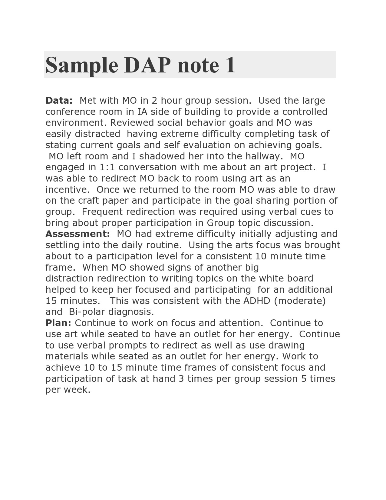 What Are Some Examples Of Dap Throughout Dap Note Template