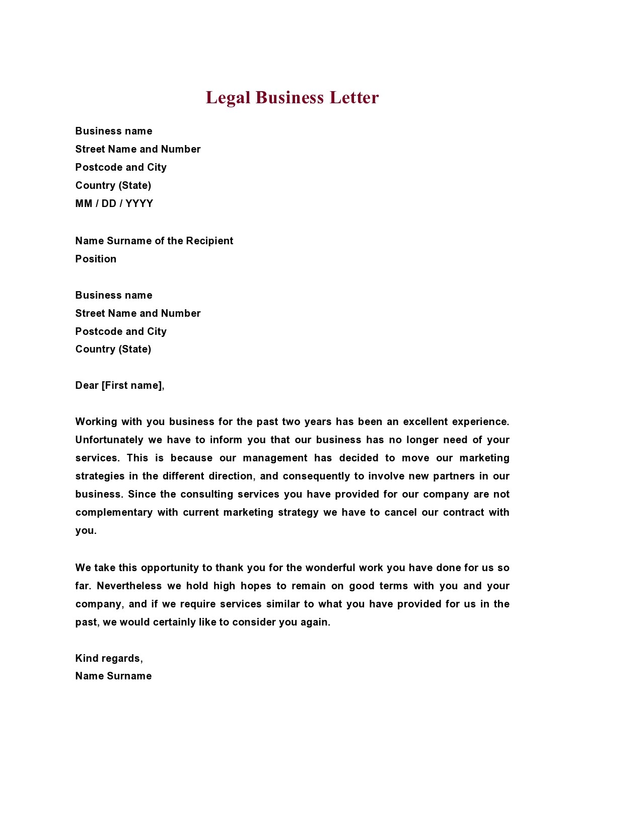 Free legal letter format 16