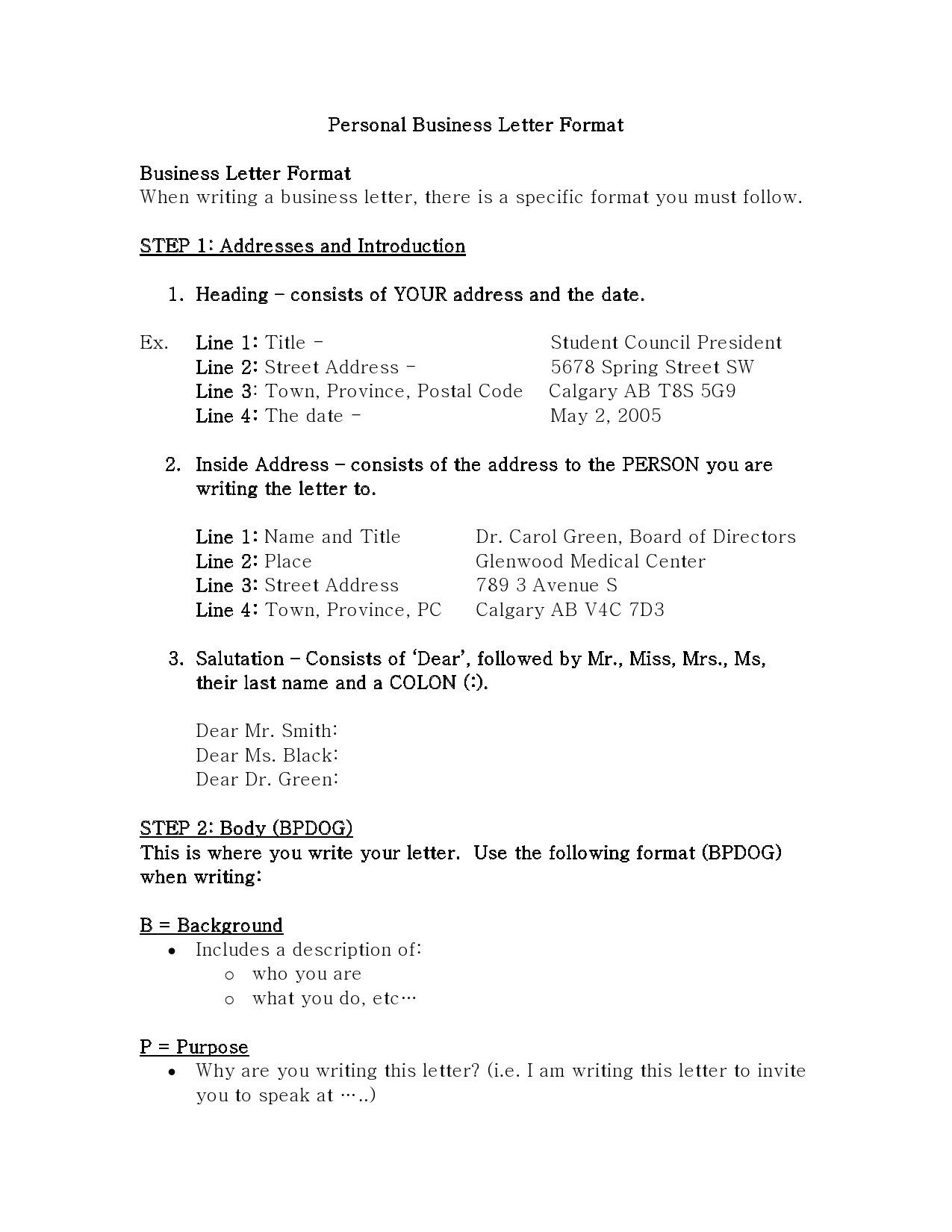 Free personal letter format 11