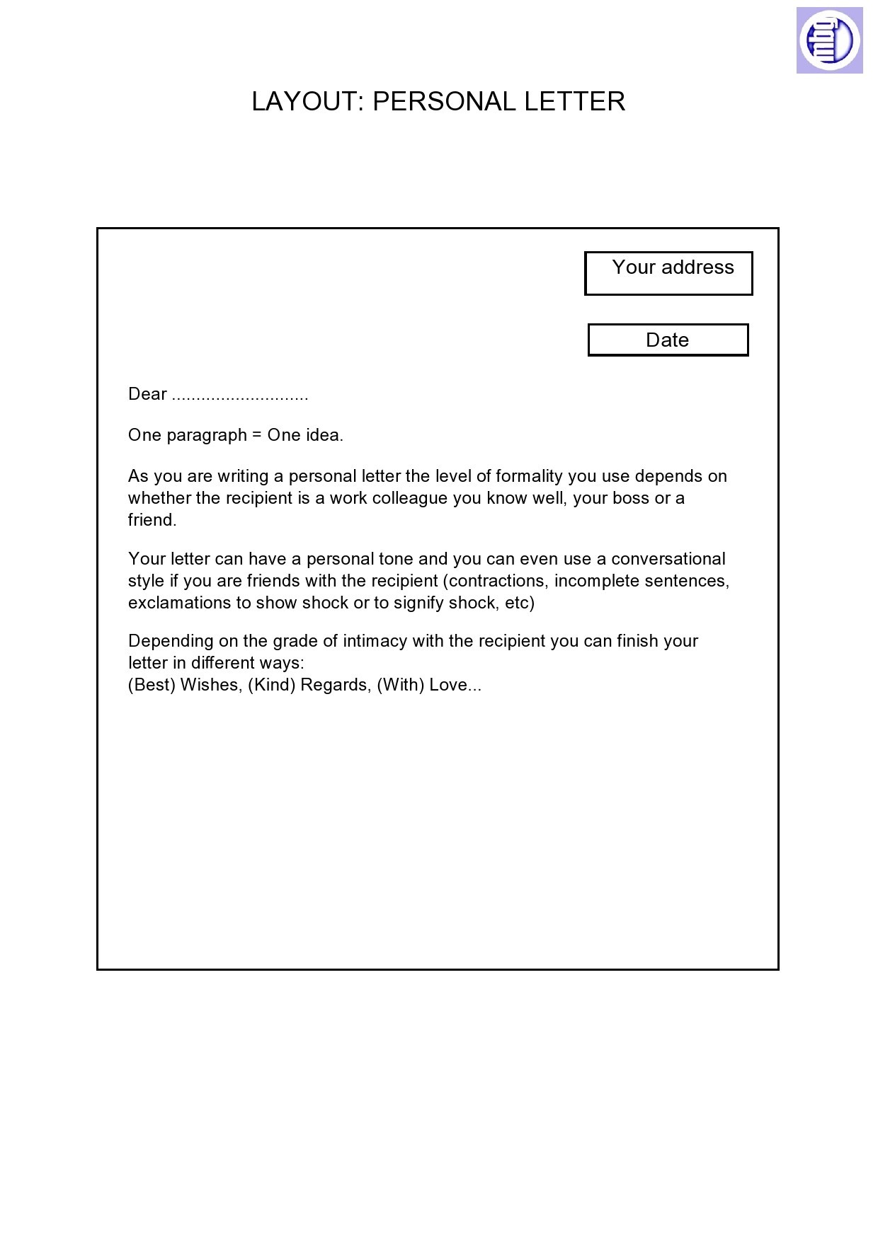 Free personal letter format 13