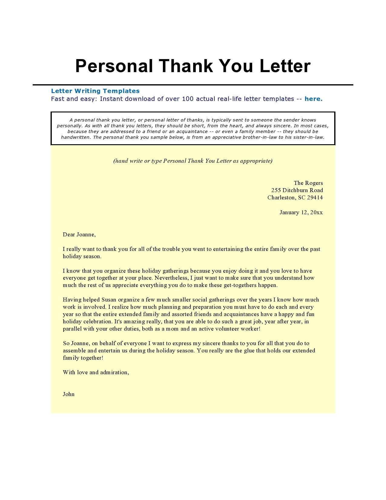 Free personal letter format 37