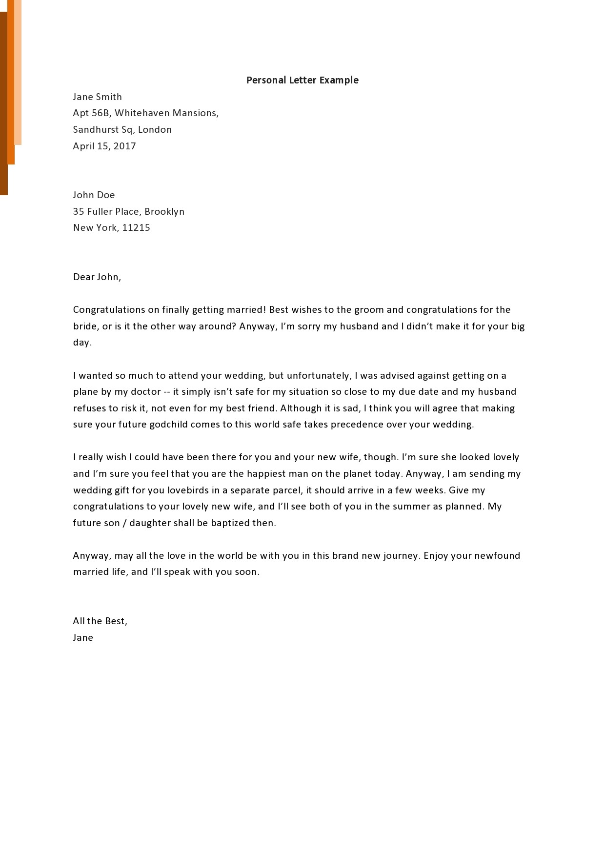 Personal Letter Format Microsoft Word