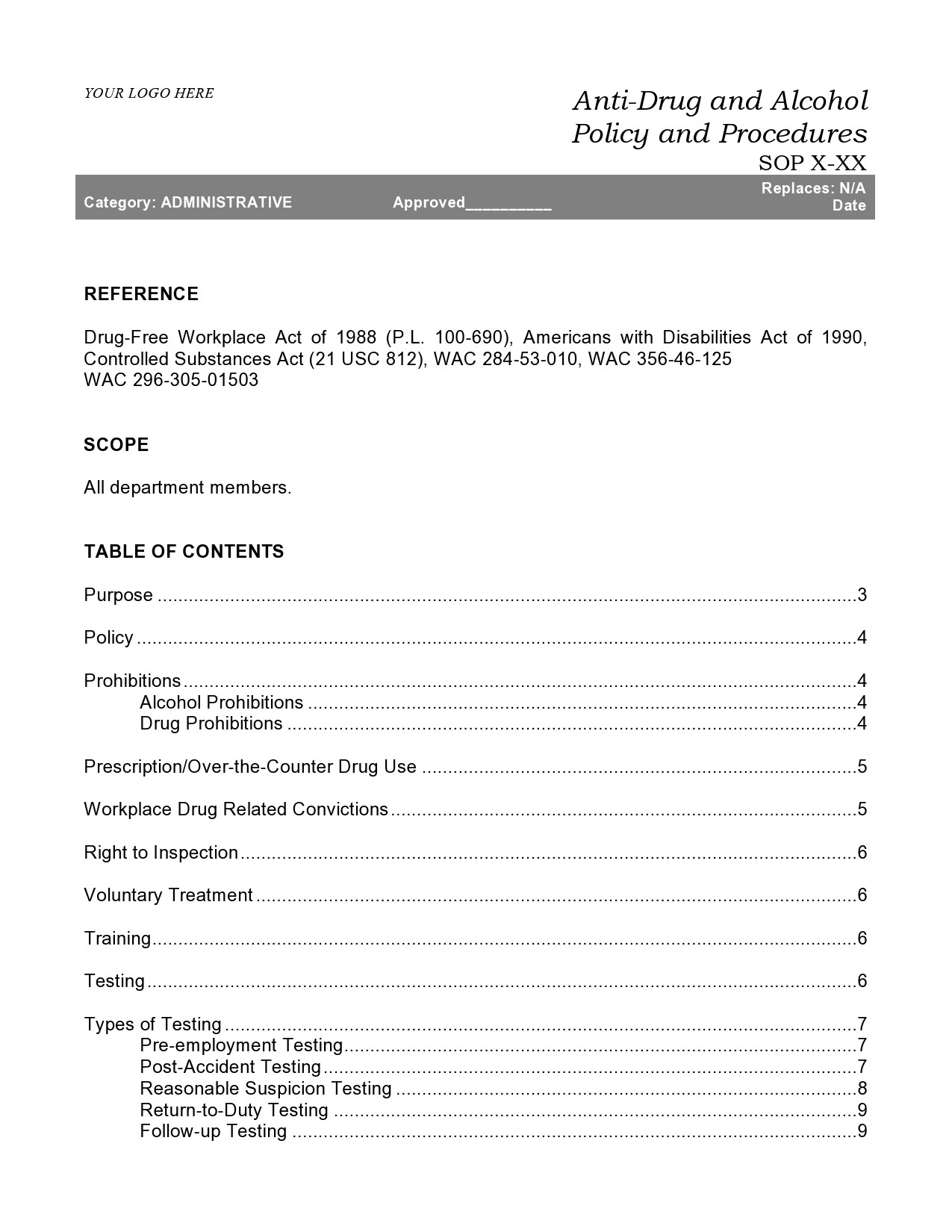Free policy and procedure template 10