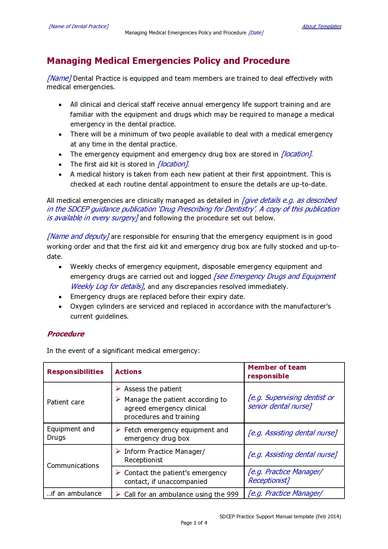 Policy And Procedures Templates