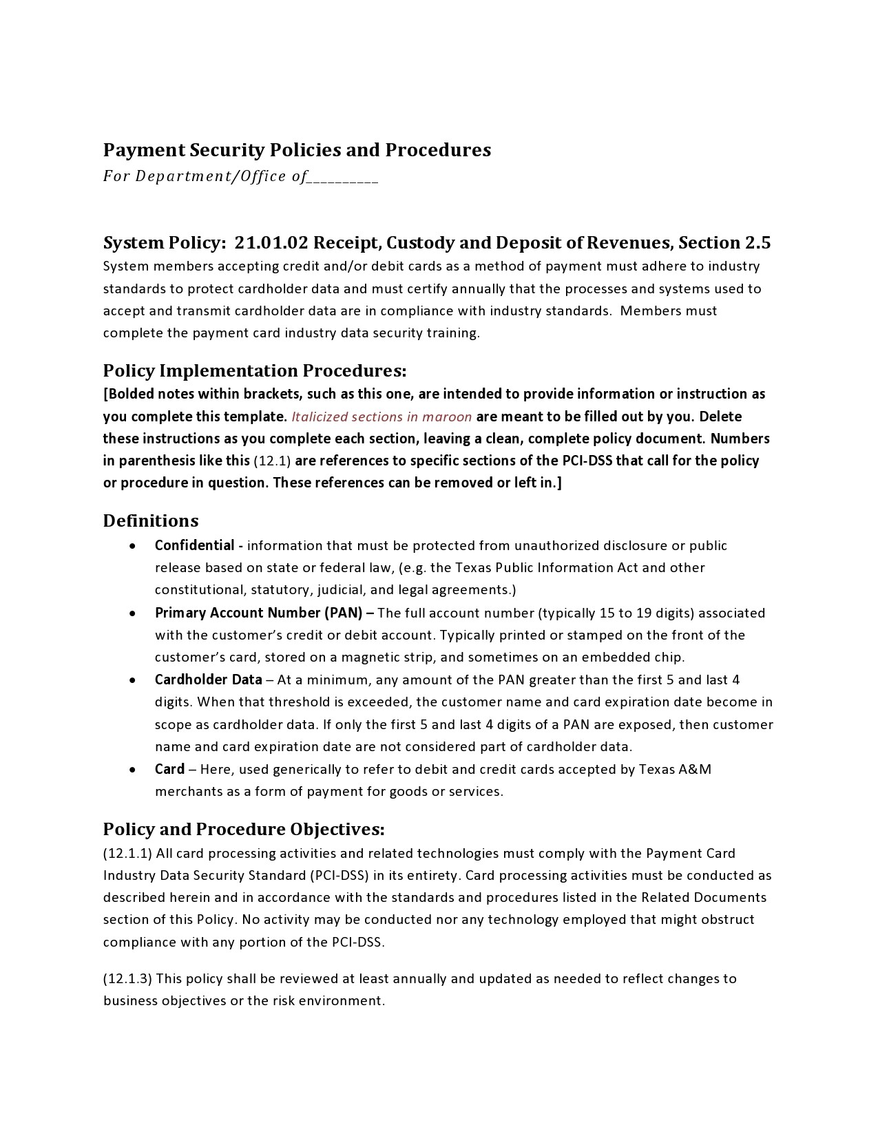 Small Business Policy And Procedures Manual Template