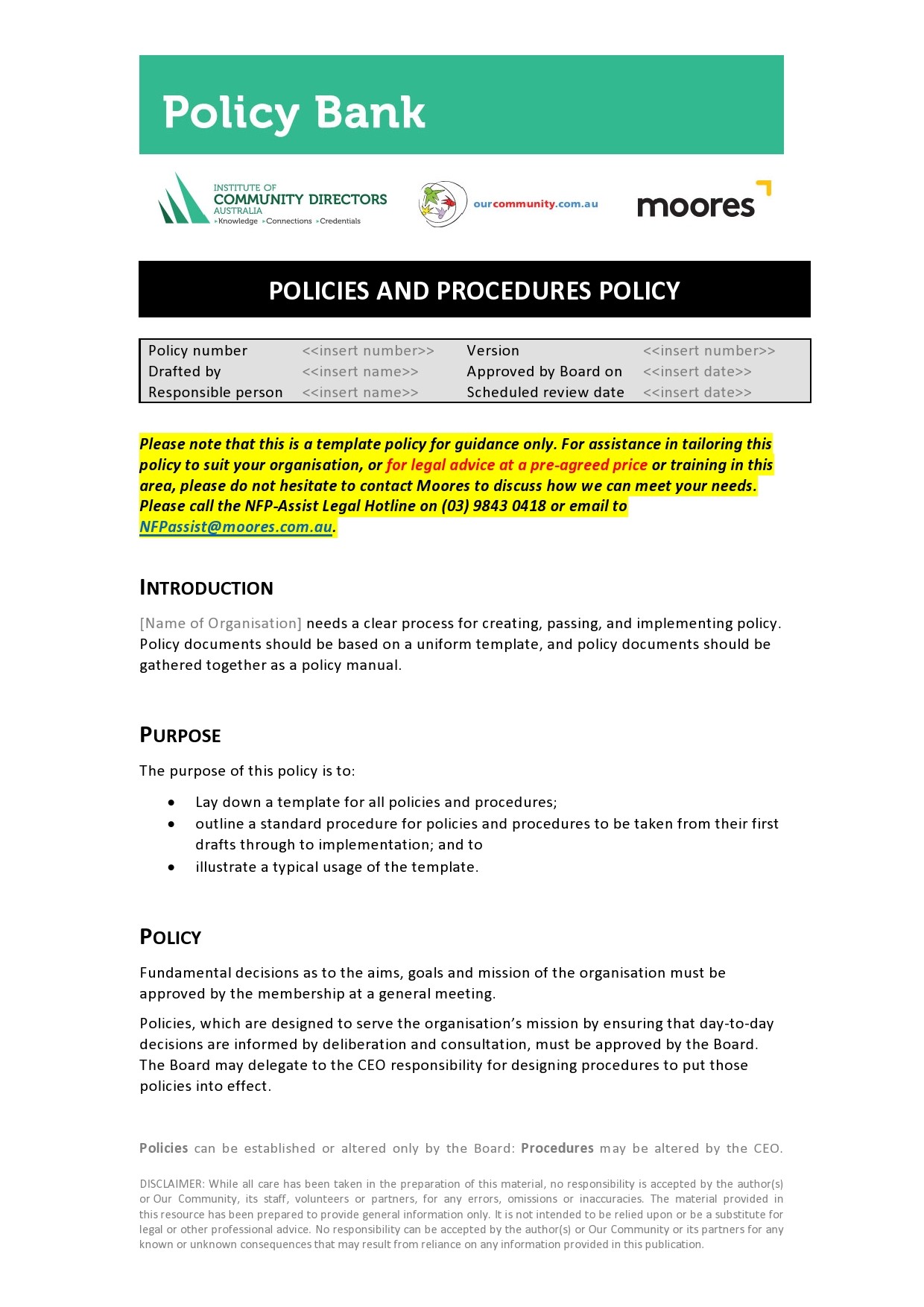 Free policy and procedure template 43