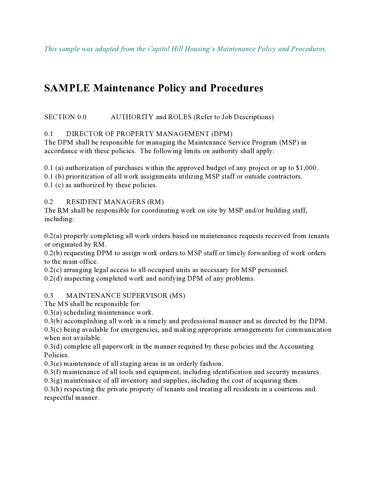 Free policy and procedure template 46