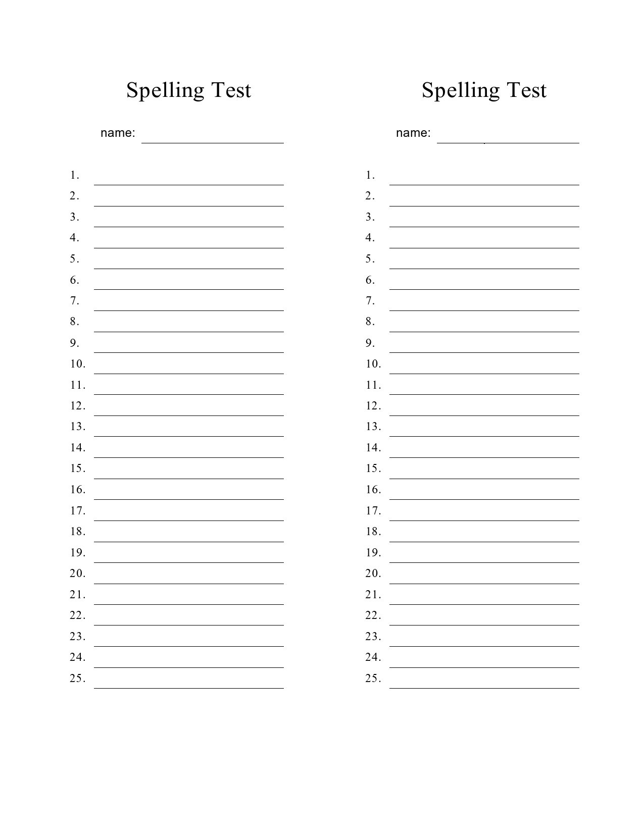 Spelling Test Template 15 Words Free Printable Printable Word Searches