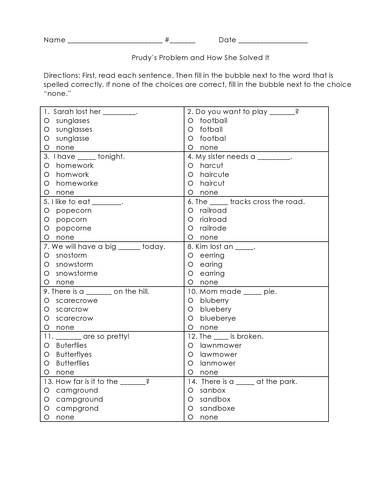 Free spelling test template 34