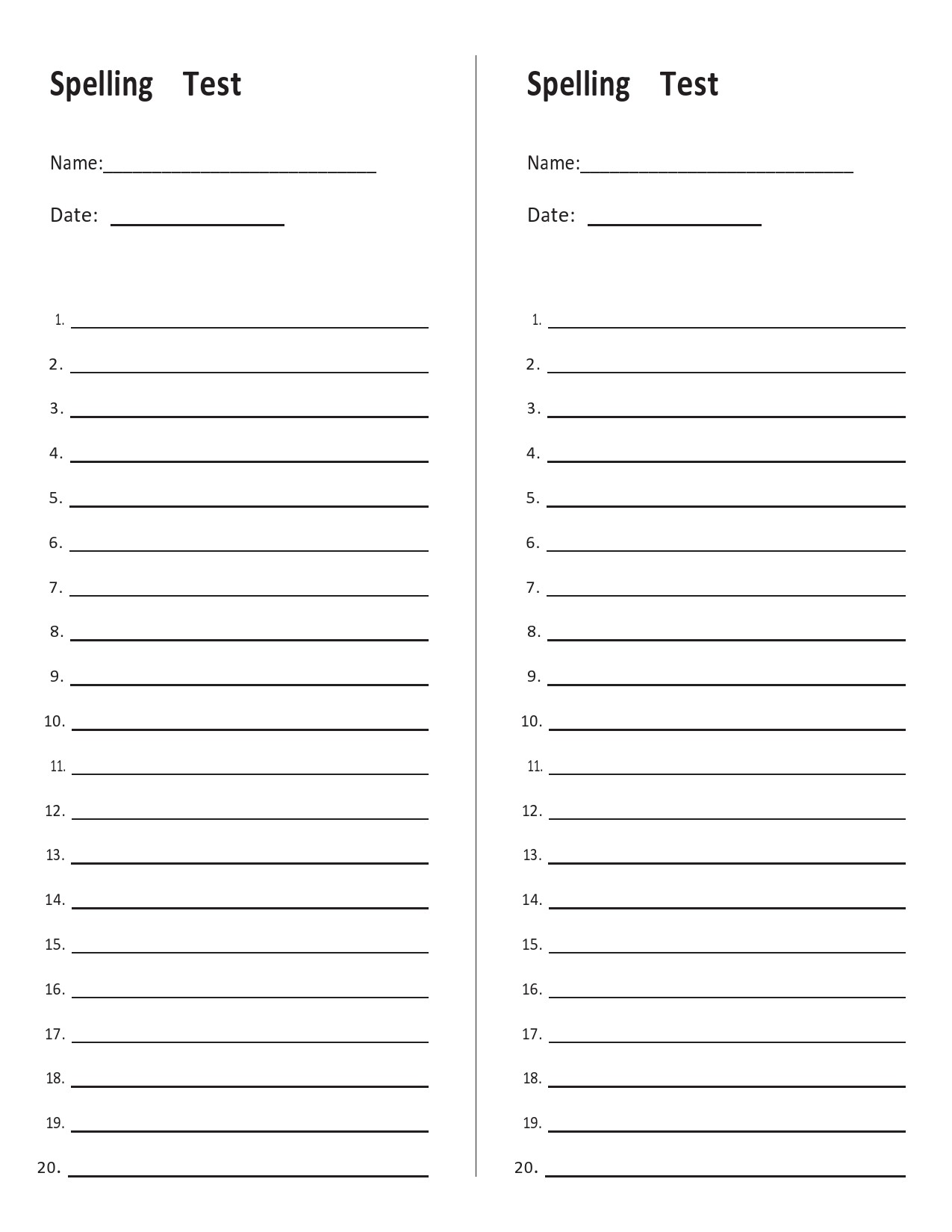 Spelling Test Templates 36 total pages{Texas Twist Scribbles}