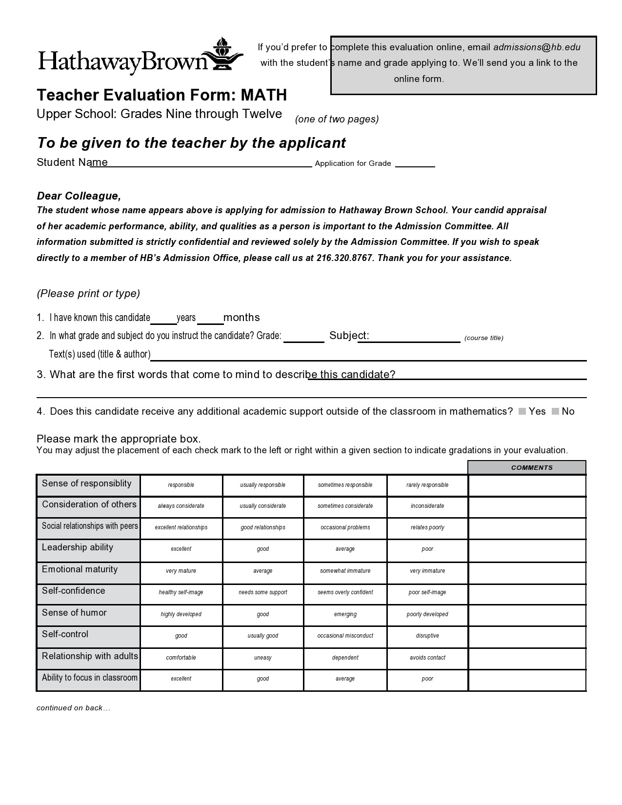 Free teacher evaluation form 24