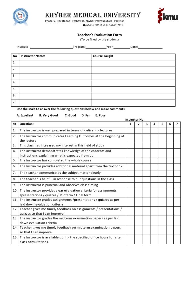 Teacher Evaluation Form Fill Out And Sign Printable P - vrogue.co