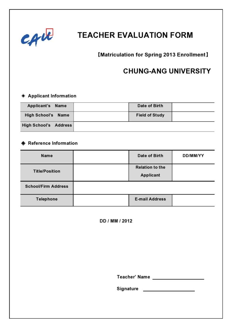 50 Printable Teacher Evaluation Forms [Free] ᐅ TemplateLab