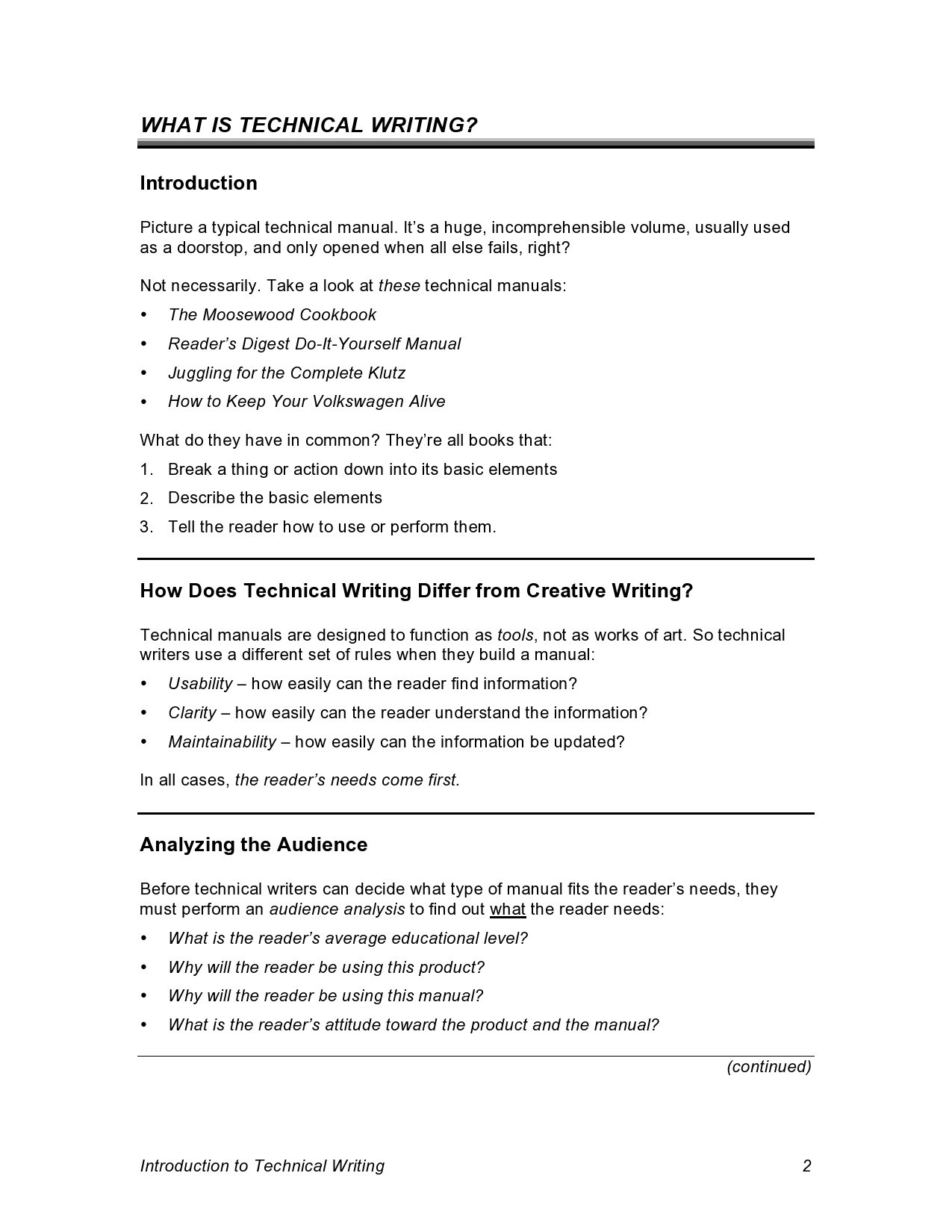 technical writing essay format