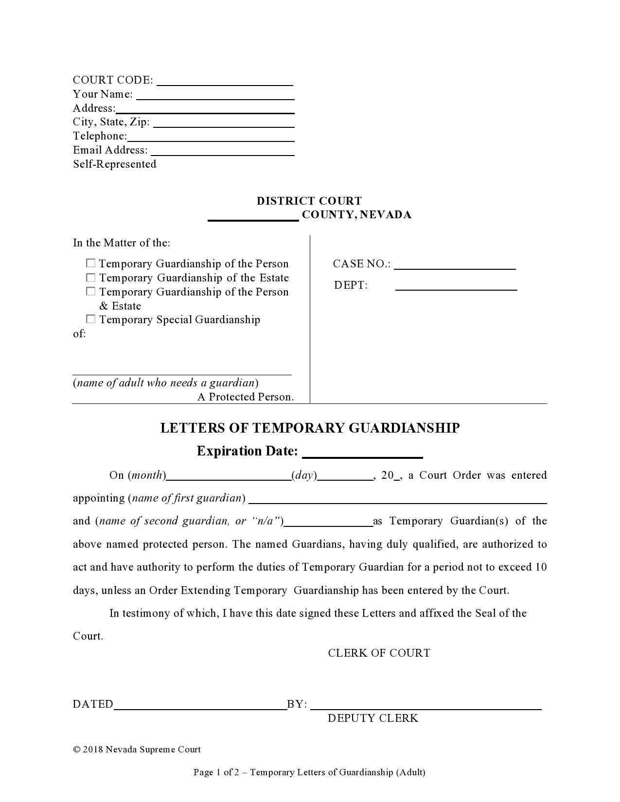 Free temporary guardianship form 09