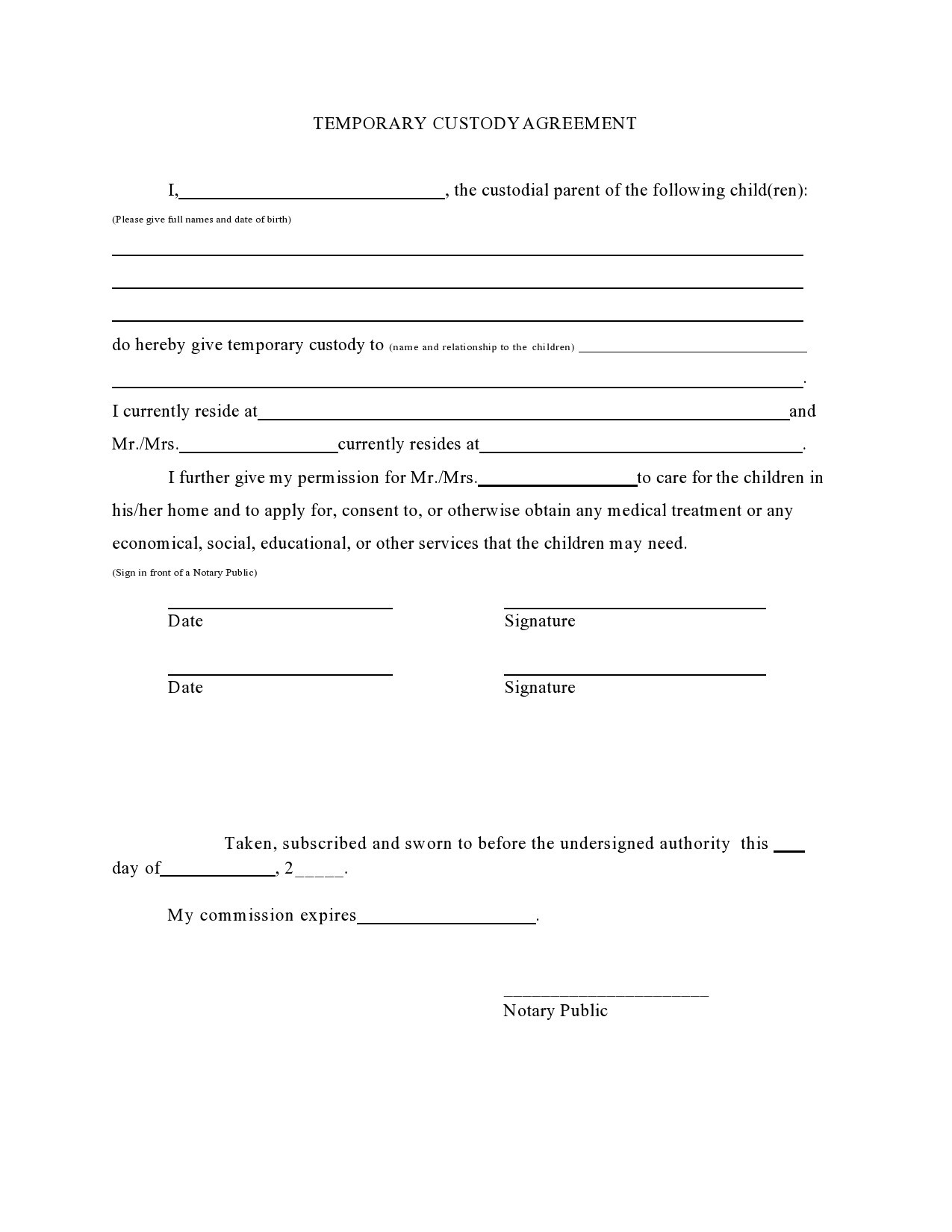 40 Printable Temporary Guardianship Forms [All States] ᐅ