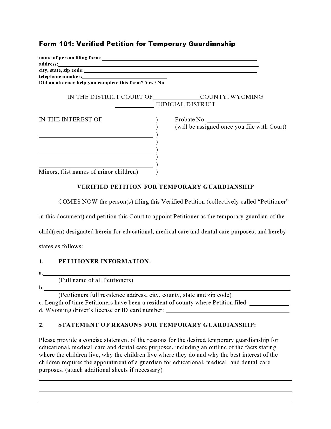 40 Printable Temporary Guardianship Forms All States 8905