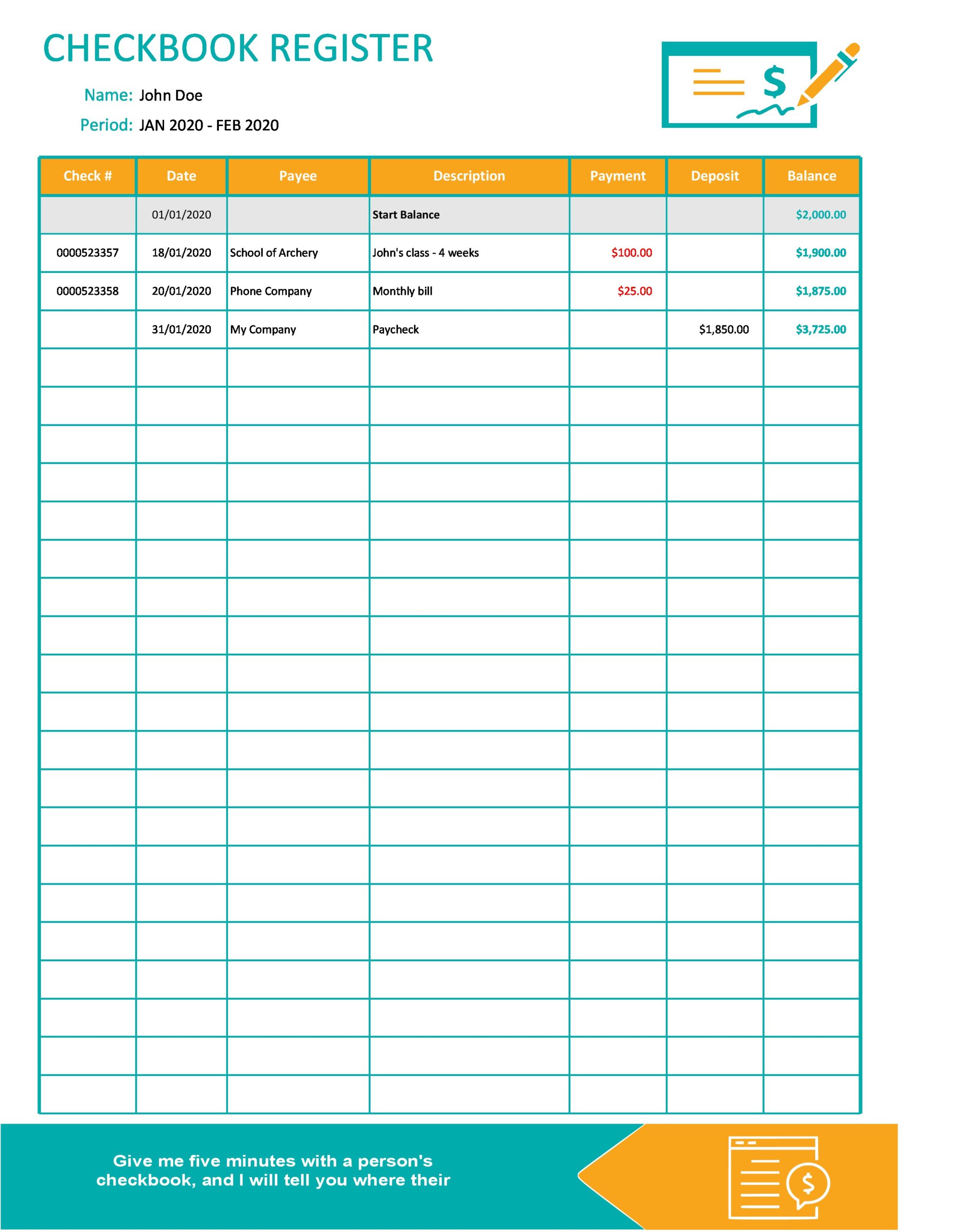 39 Checkbook Register Templates 100 Free Printable ᐅ Templatelab