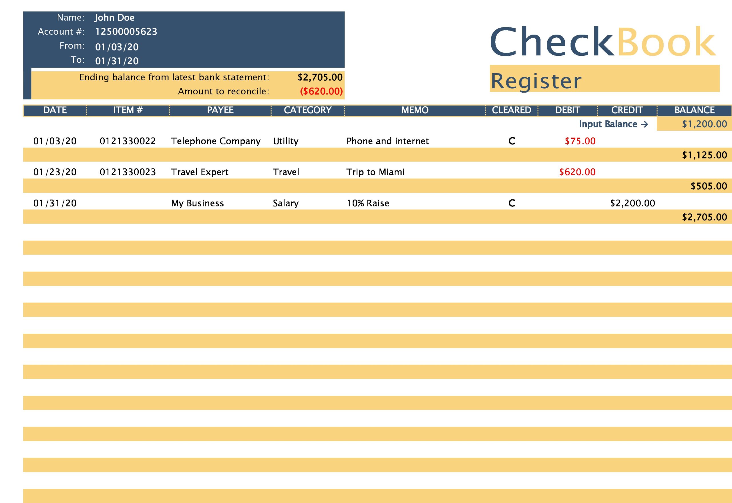 39 Checkbook Register Templates 100% Free Printable ᐅ TemplateLab