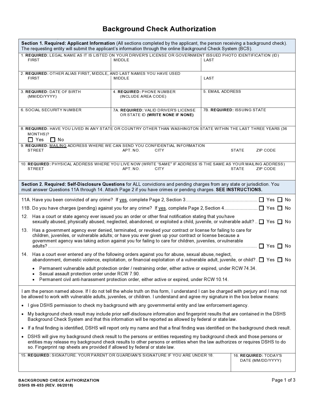 Free background check form 02