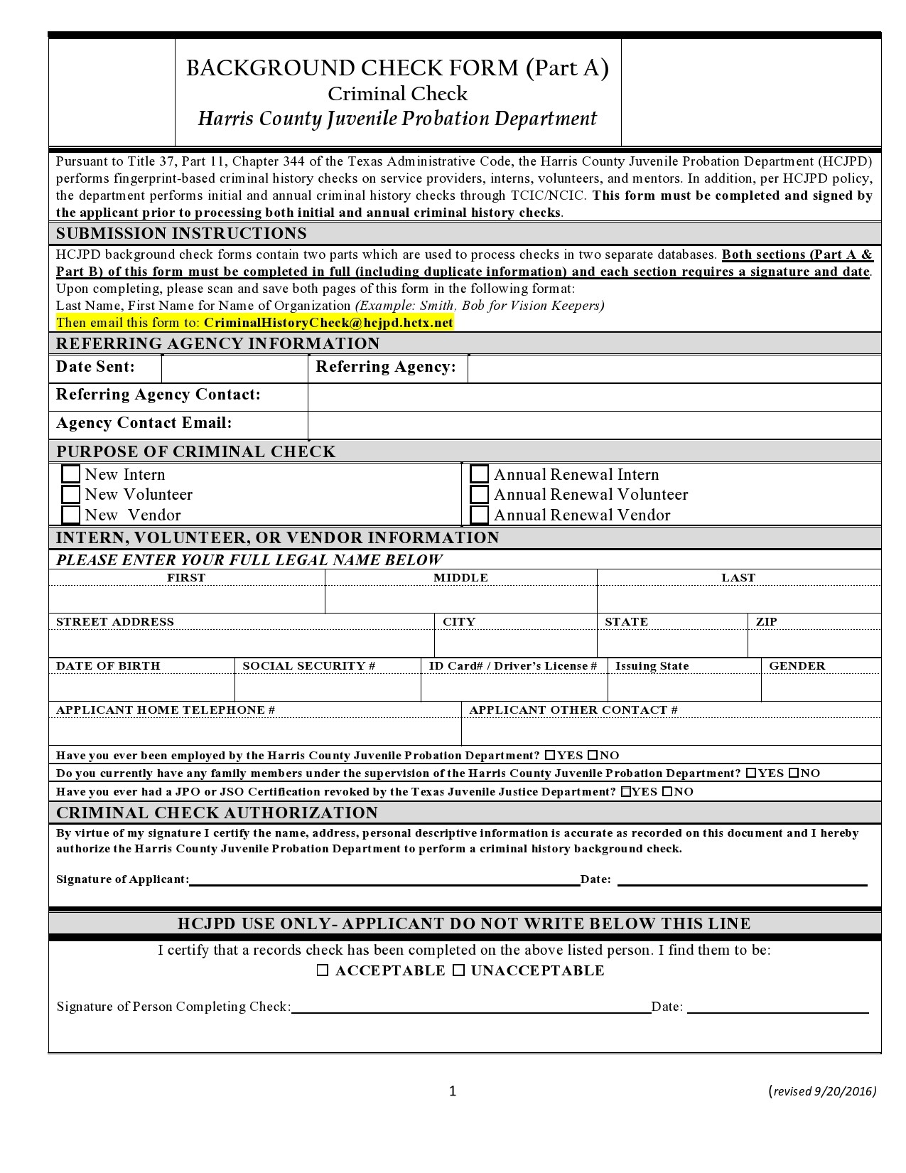 Free background check form 03