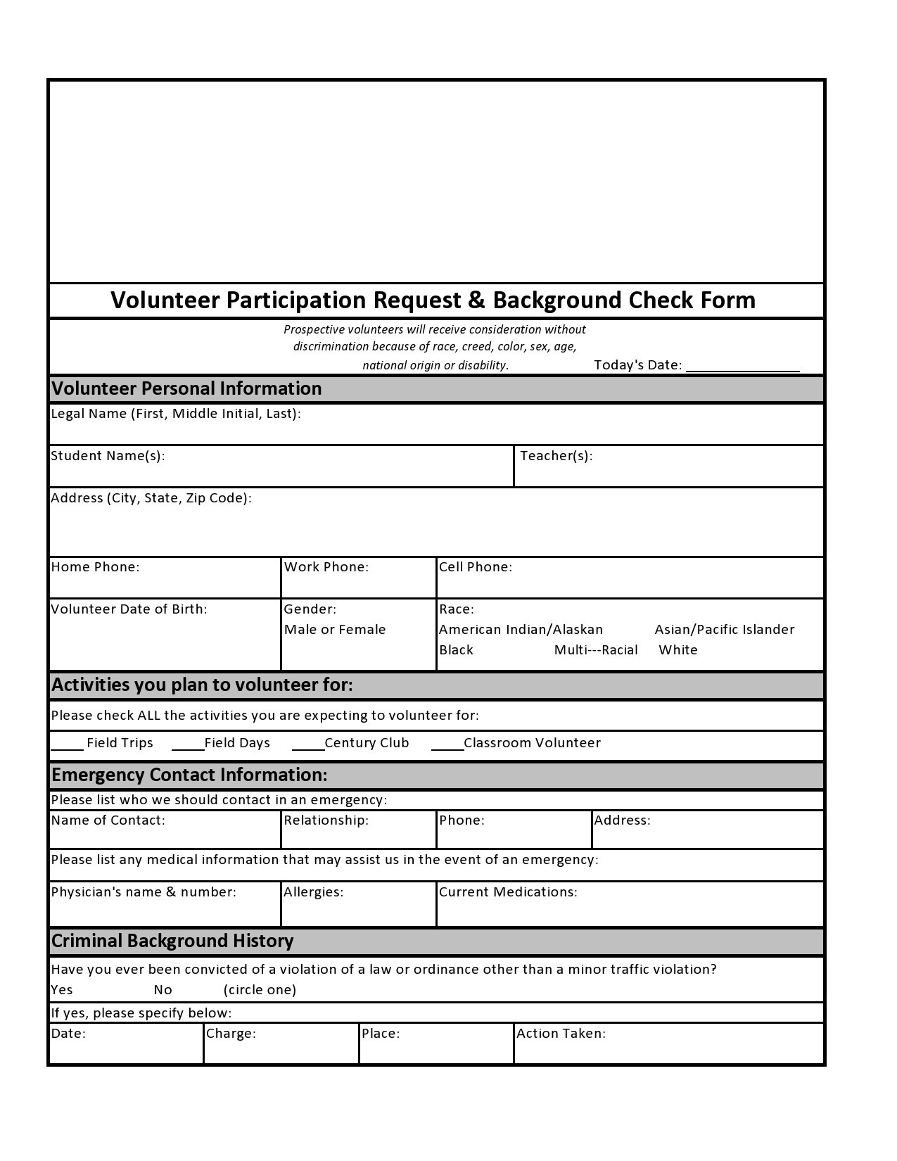 Free background check form 22