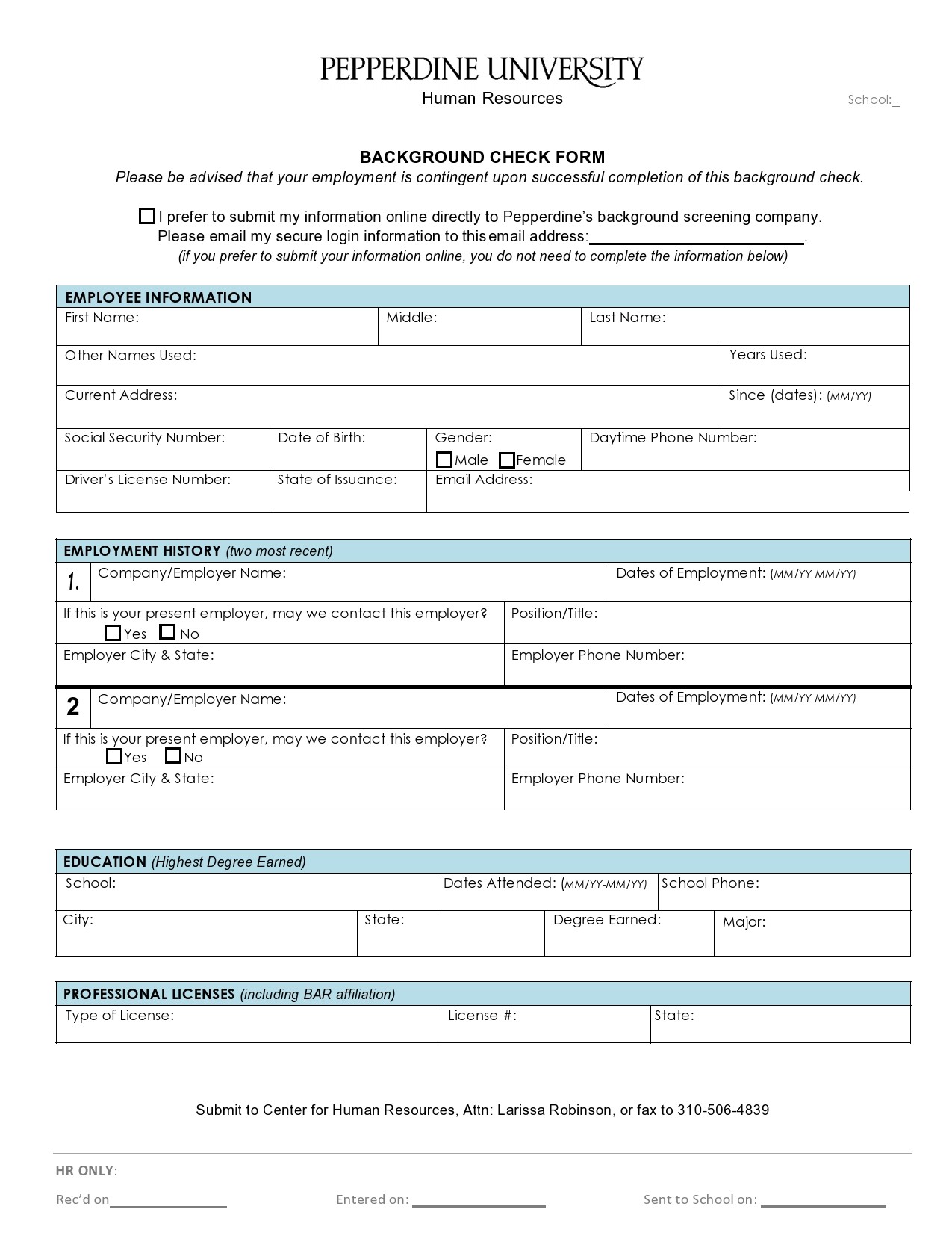 Free background check form 25