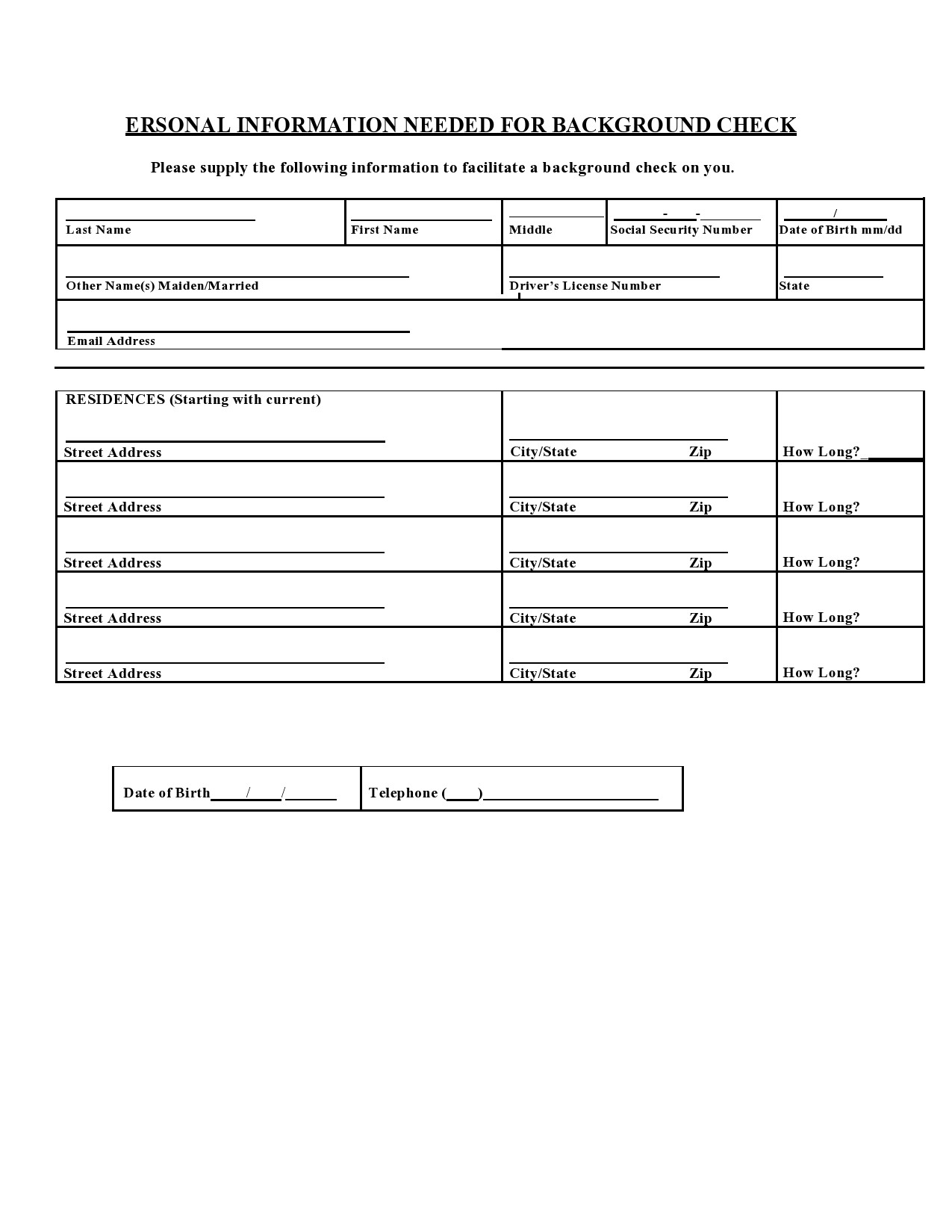 Free background check form 34