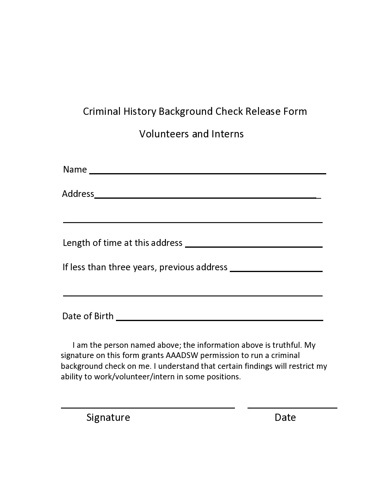 Free background check form 40