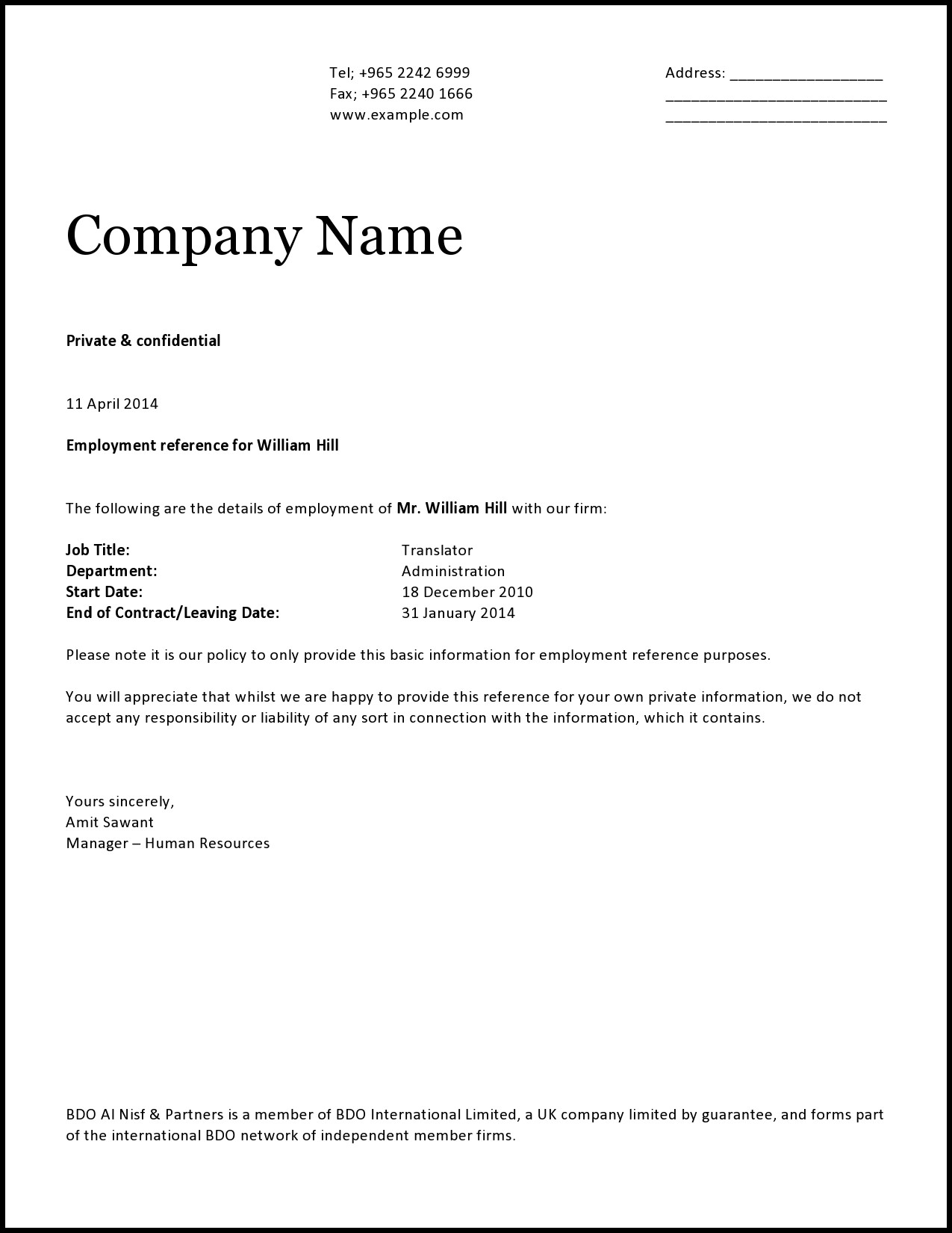 Free certificate of employment 08