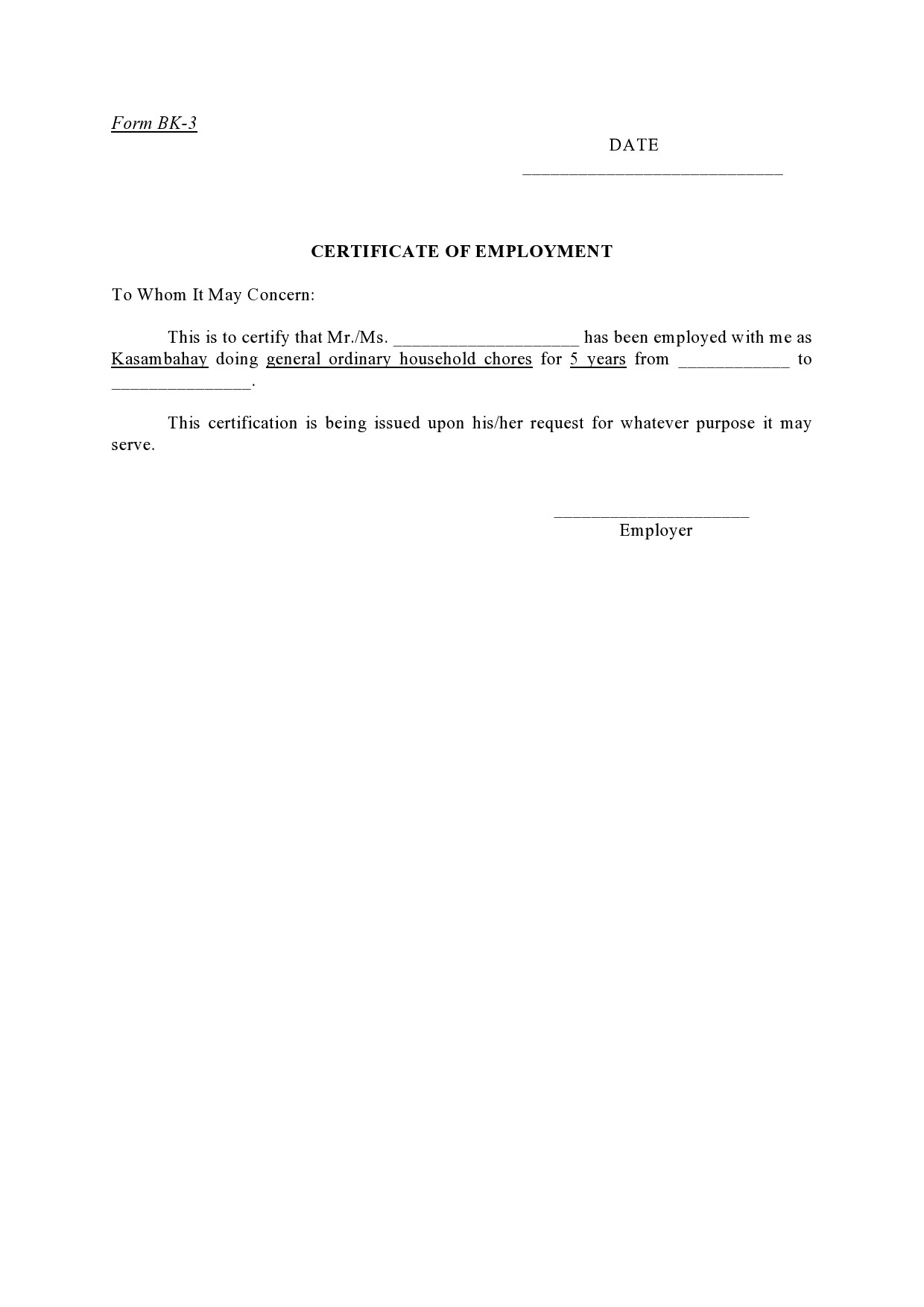 Request Of Certification Of Employment Letter Sample : Sample Intended For Sample Certificate Employment Template