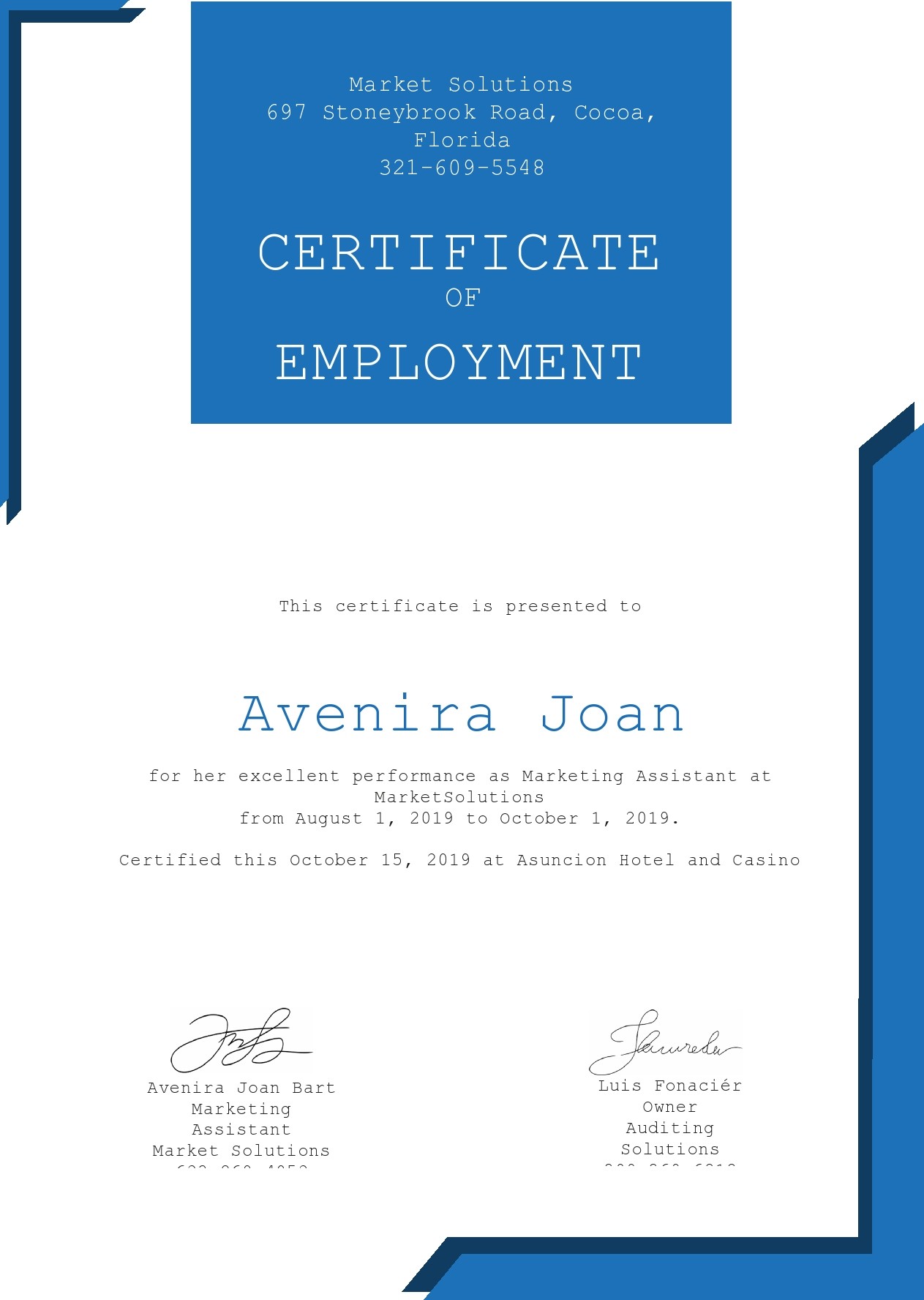 Free certificate of employment 29