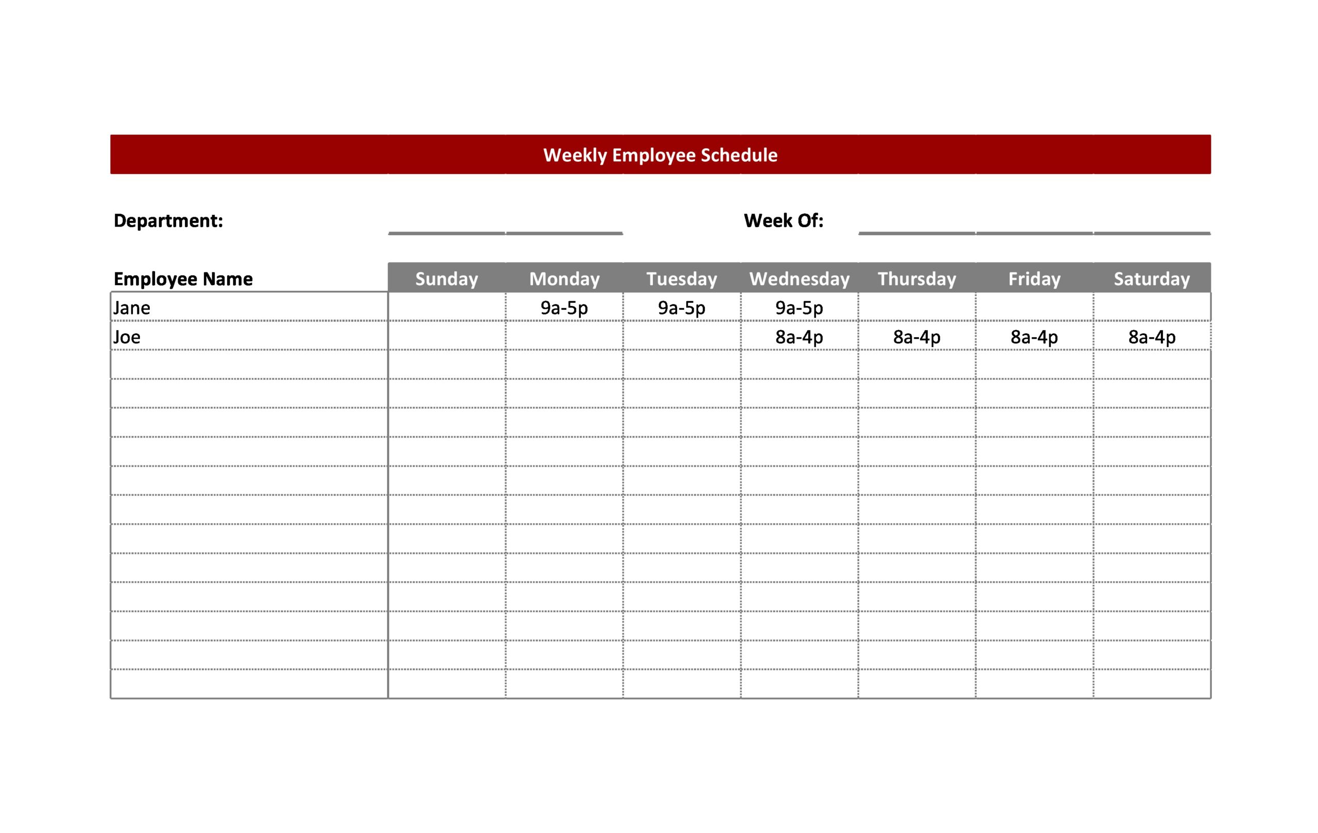 Free Weekly Work Schedule Www ssphealthdev