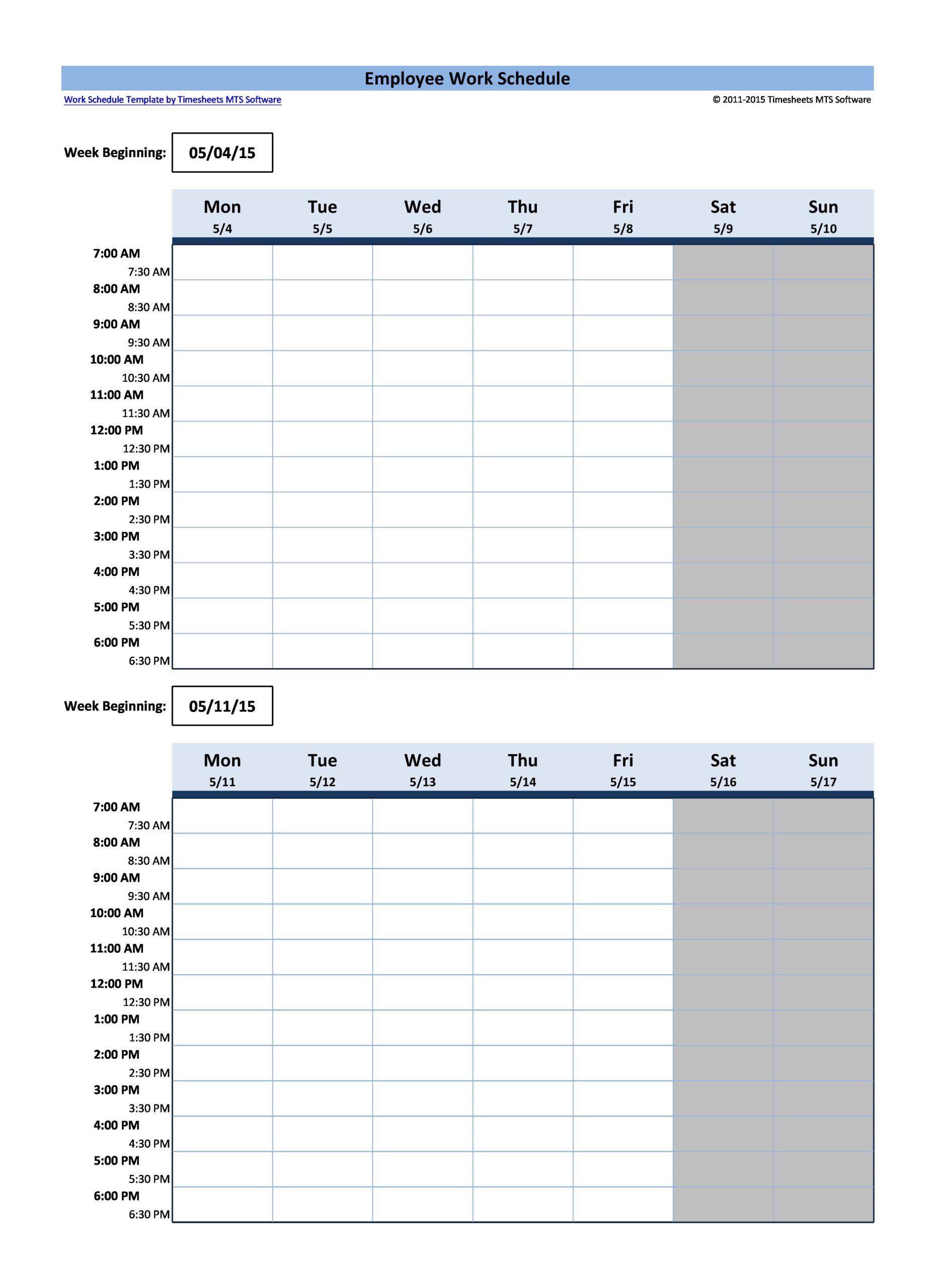 Printable Employee Schedule Template Download - Printable Templates