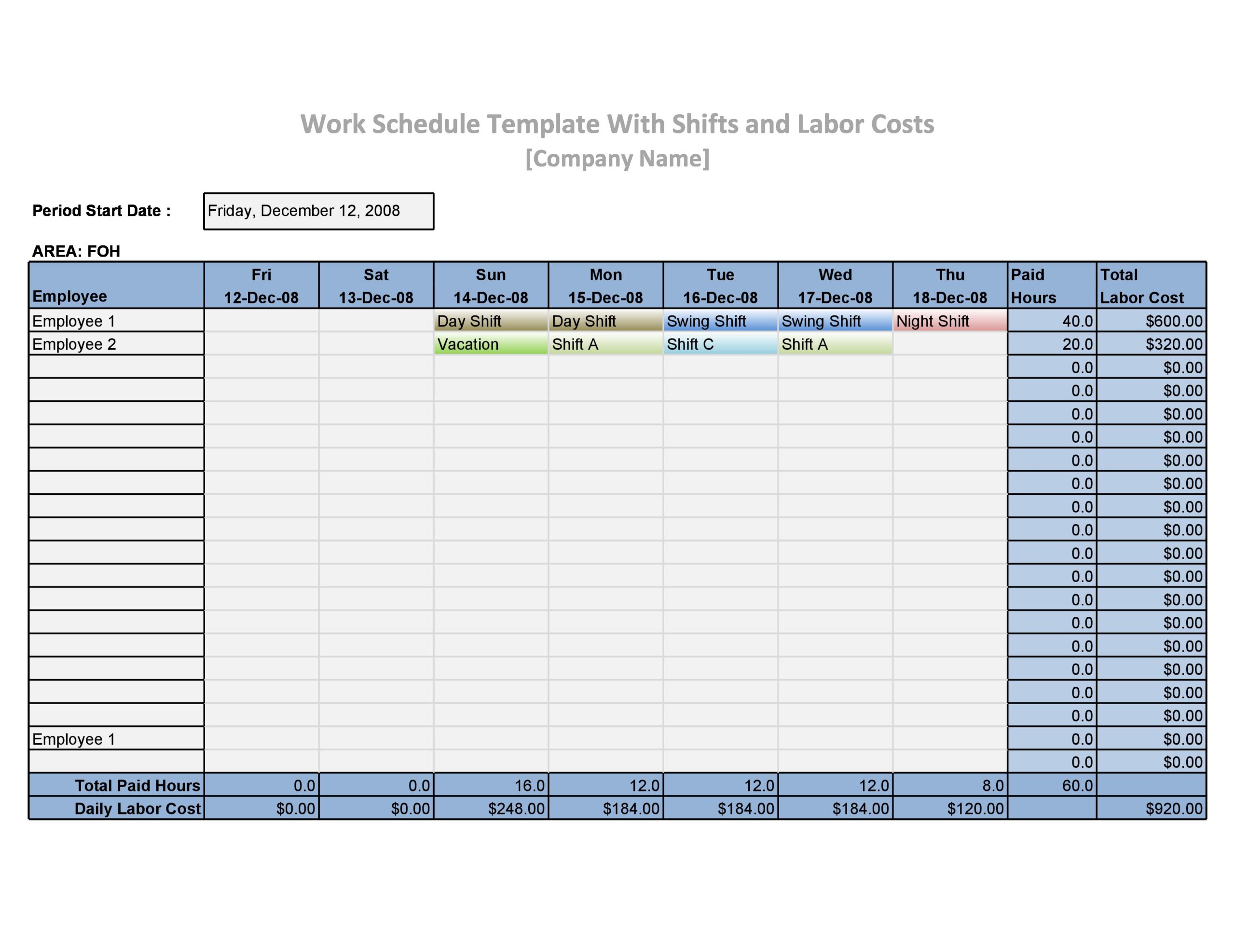 Free employee schedule template 37