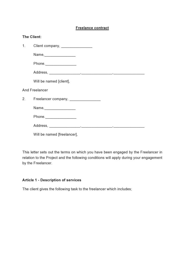 Freelance Contract Template Word