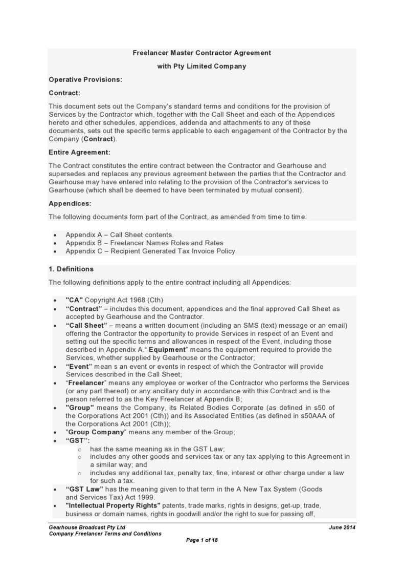 Freelance Contract Template Free Download - Printable Templates
