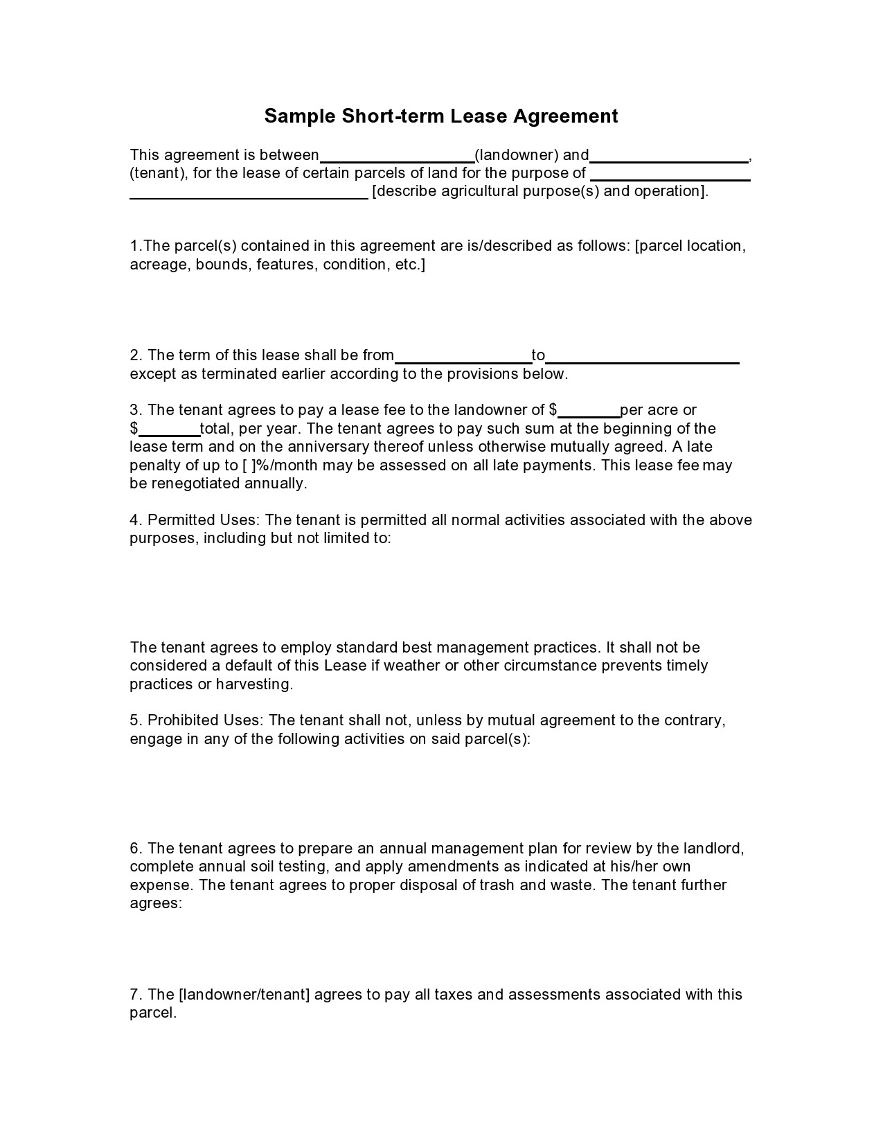Vacant Land Lease Agreement Form Printable Form Templates And Letter